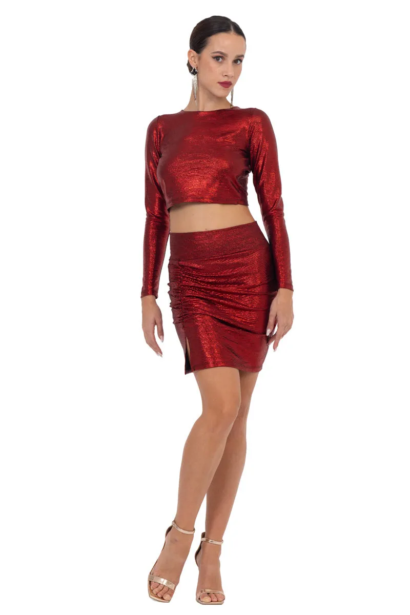 Red Metallic Mini Skirt