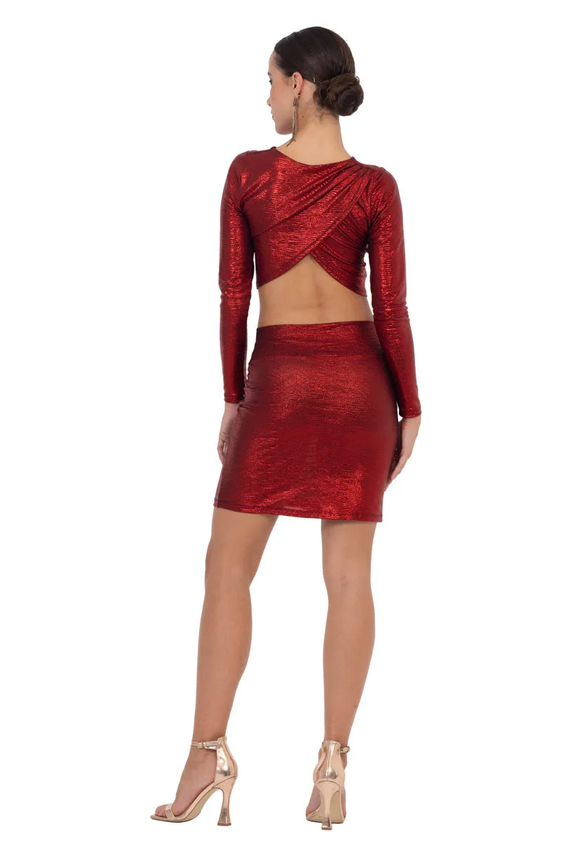 Red Metallic Mini Skirt