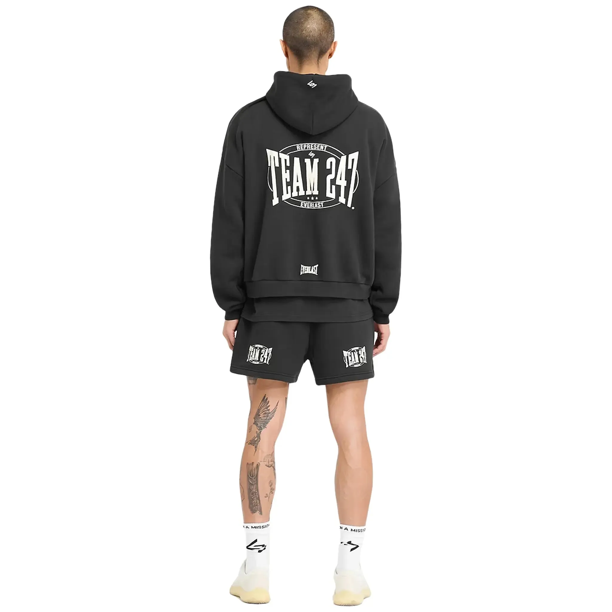 Represent 247 X Everlast Training Camp Boxy Off Black Hoodie