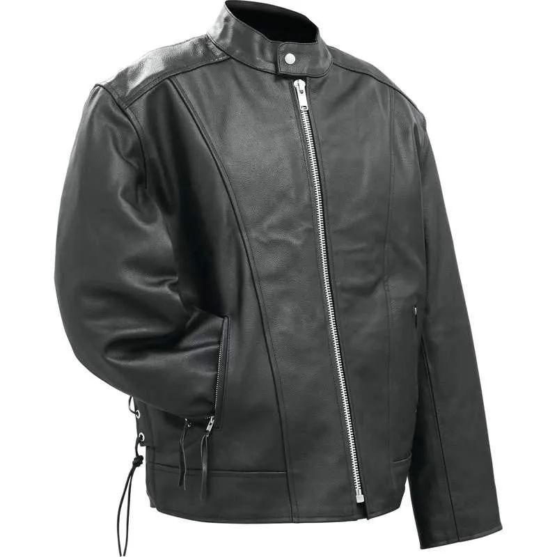 Rocky Mountain Hides Solid Genuine Buffalo Leather Motorcycle Cruiser Jacket- L