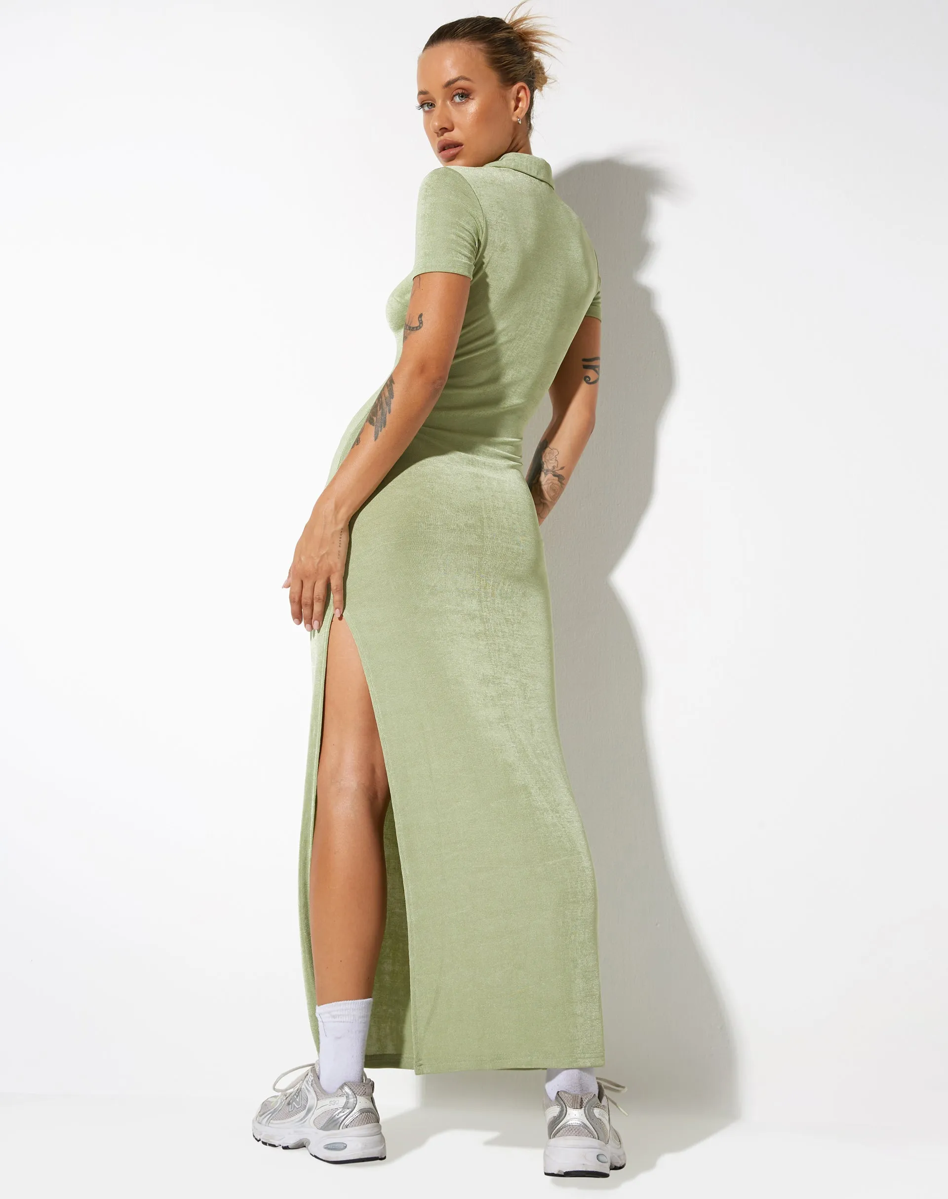 Savita Maxi Dress in Crepe Seafoam Green