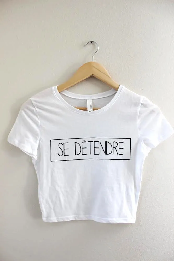 Se Détendre White Graphic Crop Top