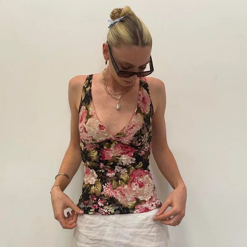 Selma Floral Mesh Top