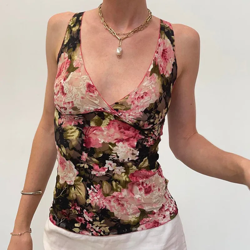 Selma Floral Mesh Top