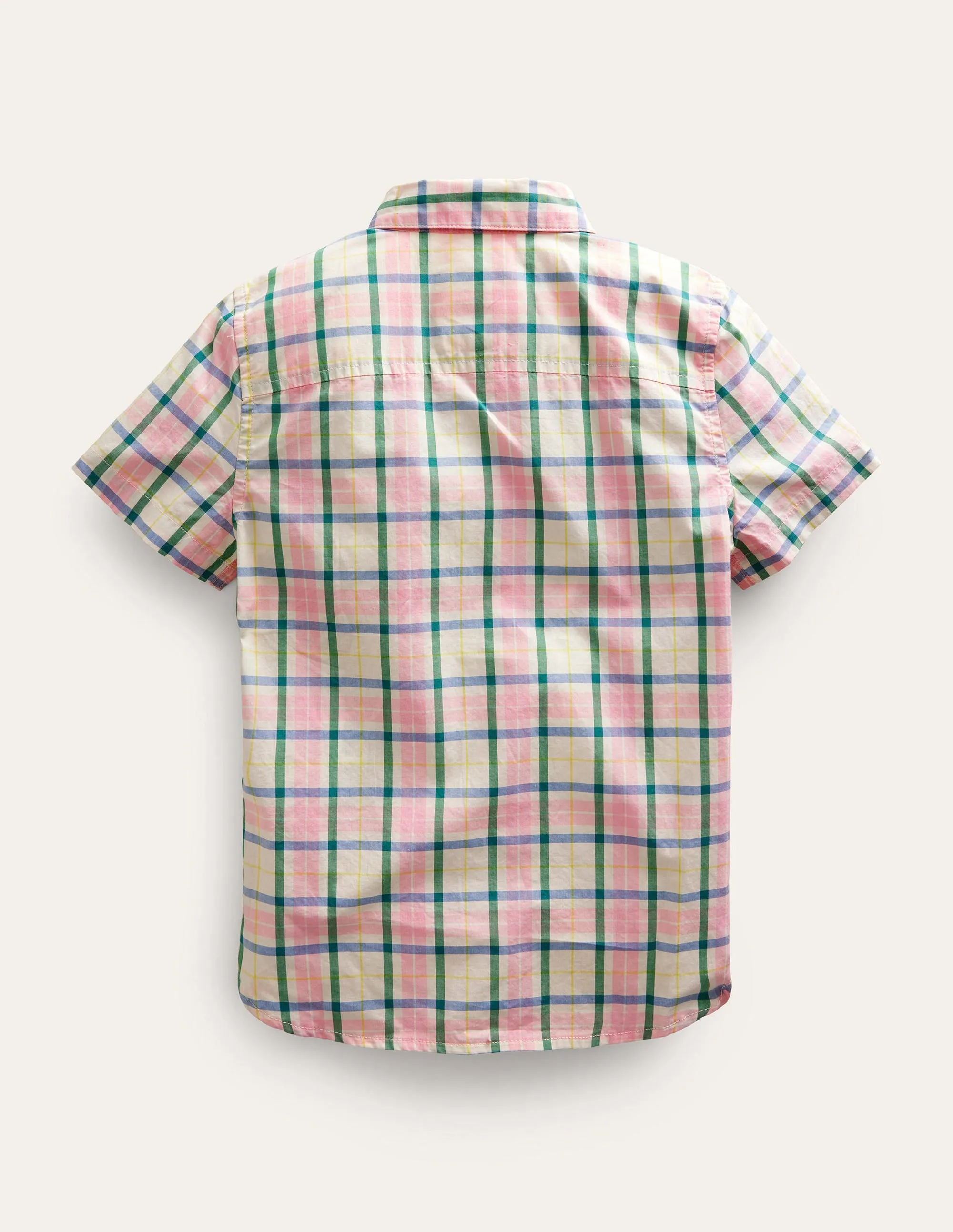 Short Sleeve Check Shirt-Pink/Green Check