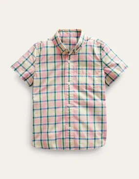 Short Sleeve Check Shirt-Pink/Green Check