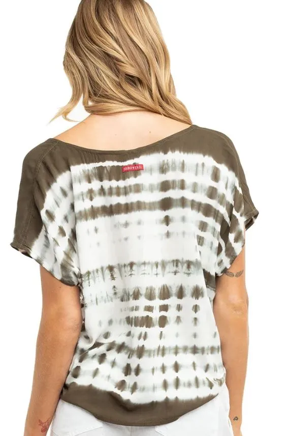 Short Sleeve Tie Front Top - with Tie Dyes