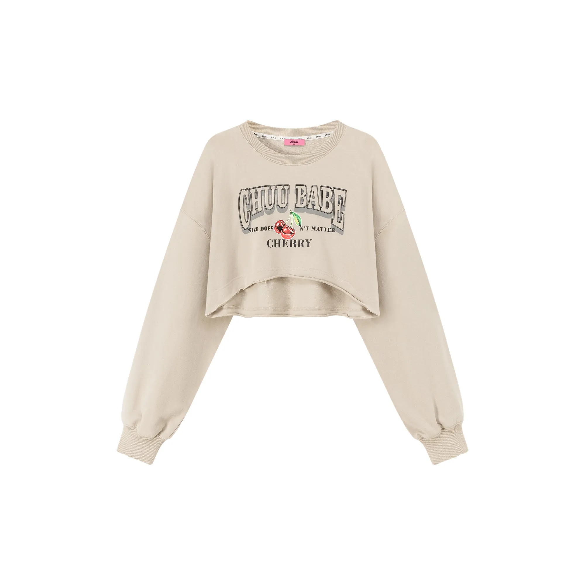 Size Doesnt Matter Cherry Crop Boxy Sweatshirt