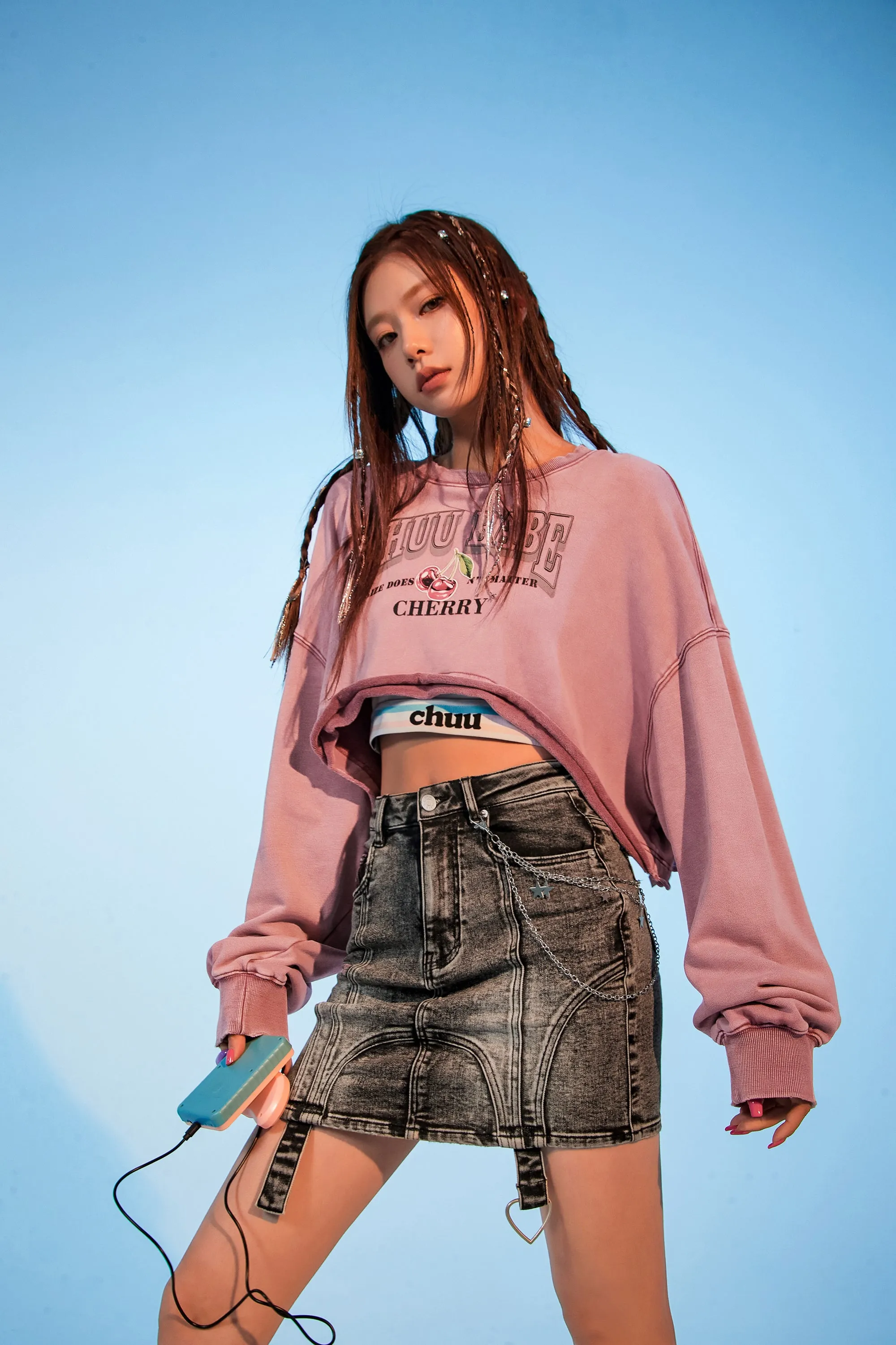 Size Doesnt Matter Cherry Crop Boxy Sweatshirt