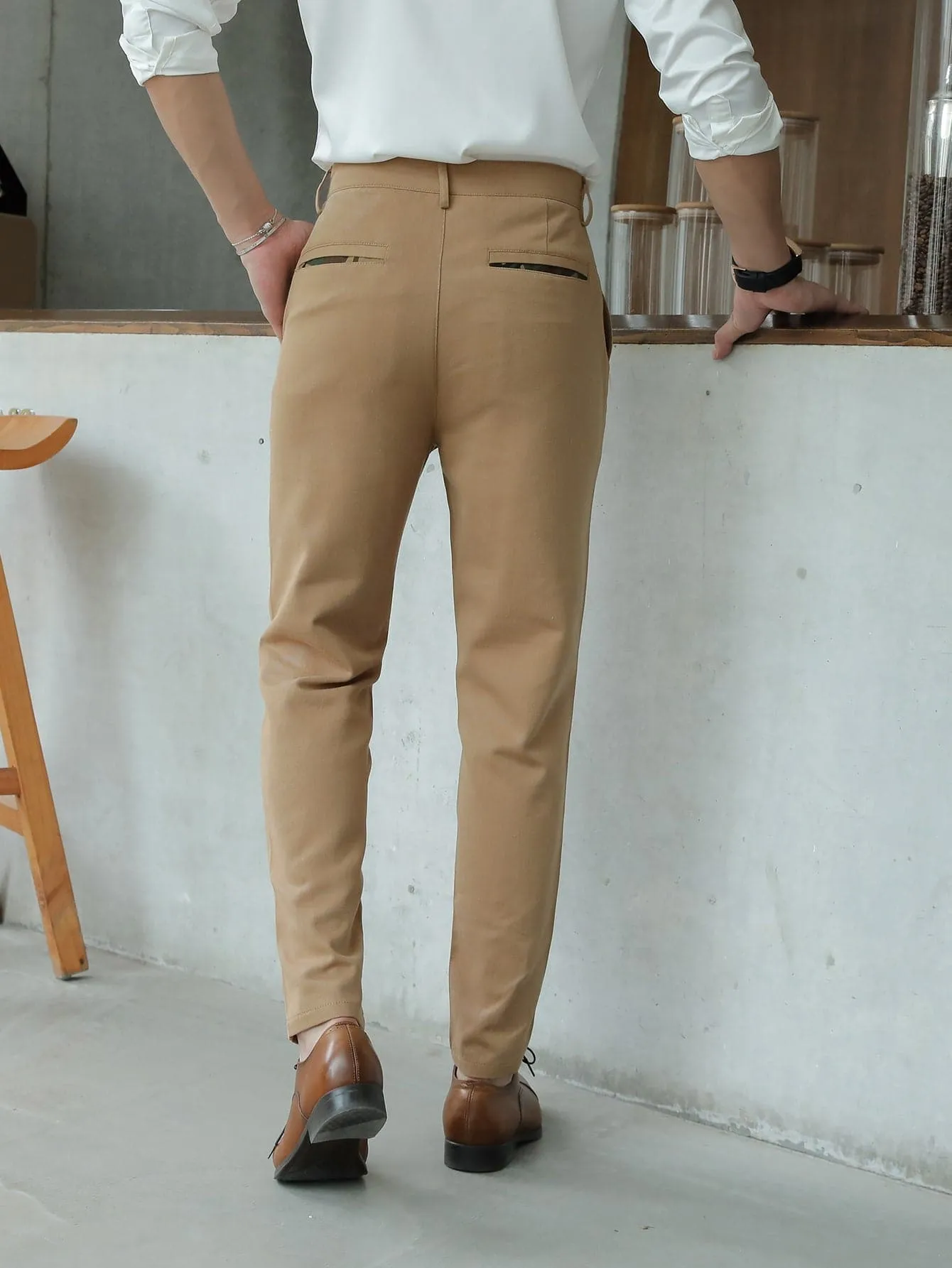 Slant Pocket Button Front Cropped Tailored Trousers