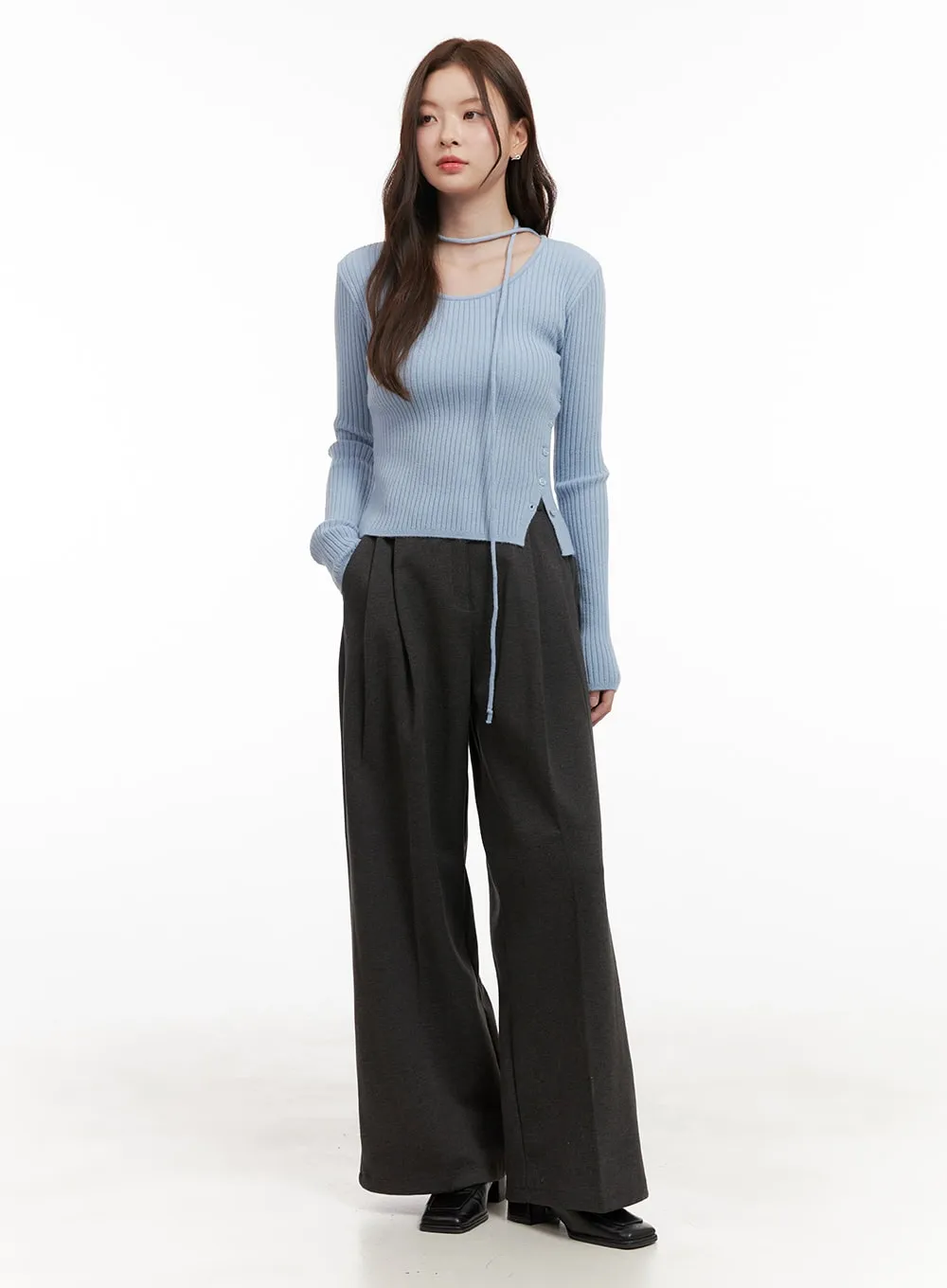 Solid Print Tailored Trousers OD403