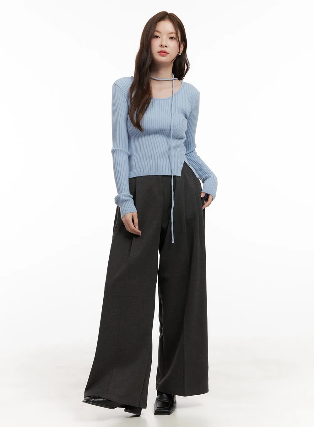 Solid Print Tailored Trousers OD403