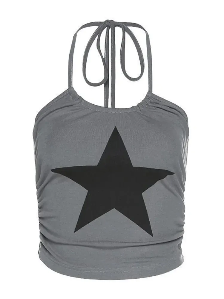 Street Star Print Retro Crop Top