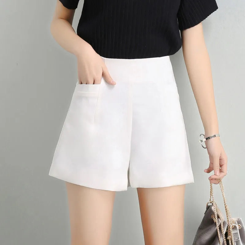 Summer Korean High Waist Chiffon Women Student Slim-Look Loose Plus Size Casual A-Line Pants Hot Wide Leg Shorts