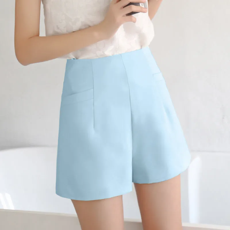 Summer Korean High Waist Chiffon Women Student Slim-Look Loose Plus Size Casual A-Line Pants Hot Wide Leg Shorts