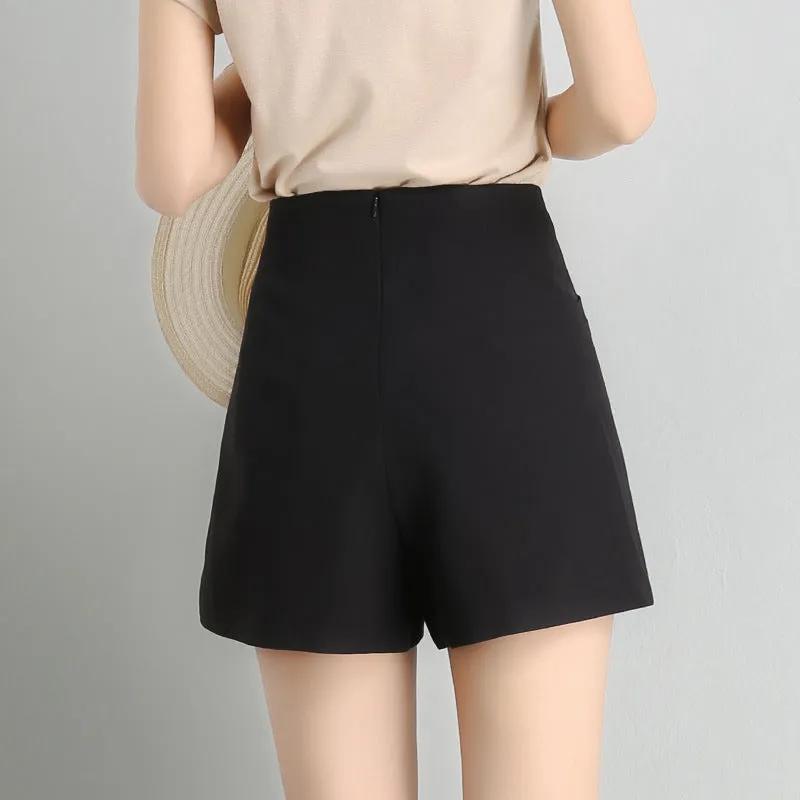 Summer Korean High Waist Chiffon Women Student Slim-Look Loose Plus Size Casual A-Line Pants Hot Wide Leg Shorts