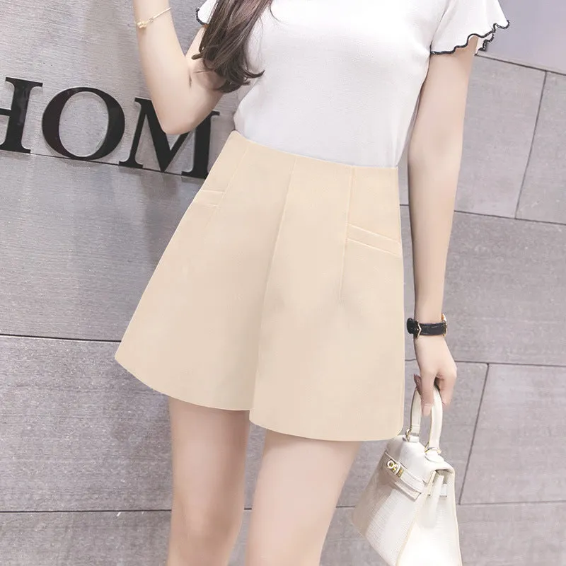 Summer Korean High Waist Chiffon Women Student Slim-Look Loose Plus Size Casual A-Line Pants Hot Wide Leg Shorts