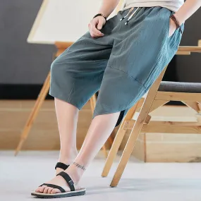 Summer Oriental Minimalist Shorts Cotton Loose Plus Size Wide-legged Pants