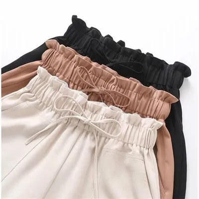 Summer Women Outdoor Slim-Look Korean Street Style Wide Leg Pants High Waist Casual Shorts