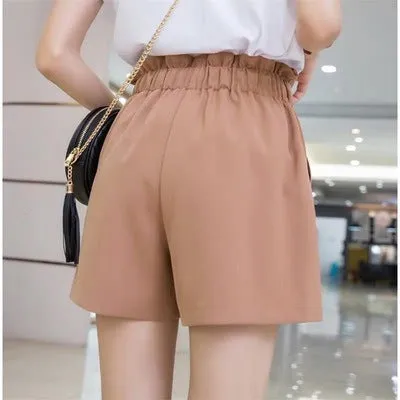 Summer Women Outdoor Slim-Look Korean Street Style Wide Leg Pants High Waist Casual Shorts