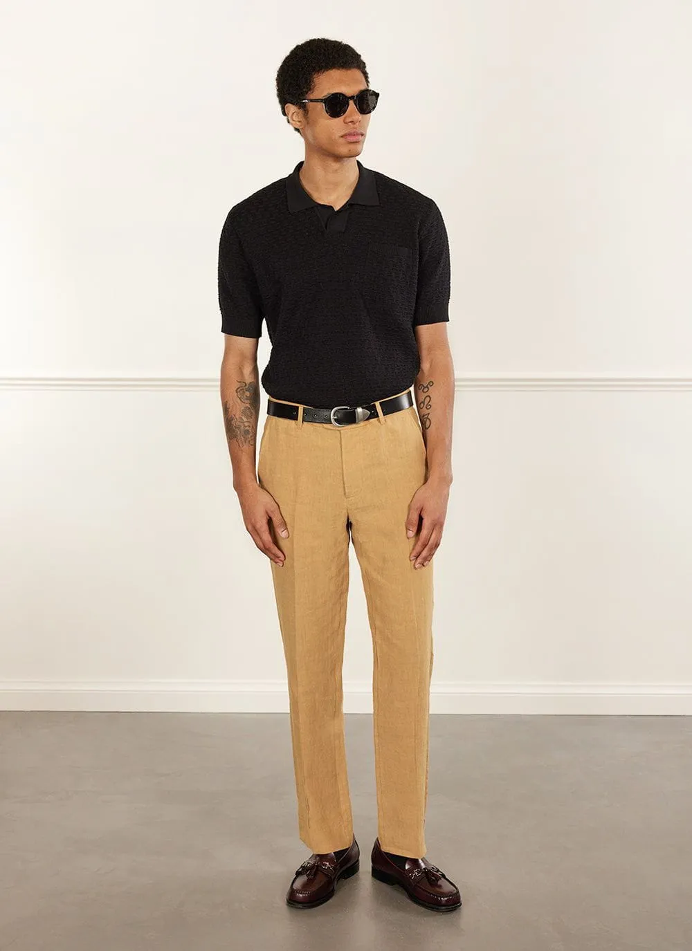 Tailored Linen Trousers | Camel