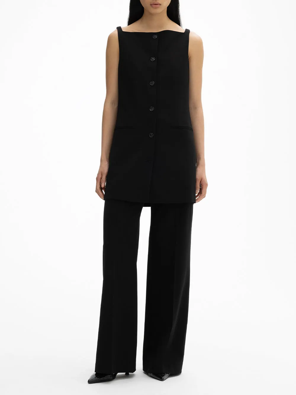 Tailored Square-Neck Top