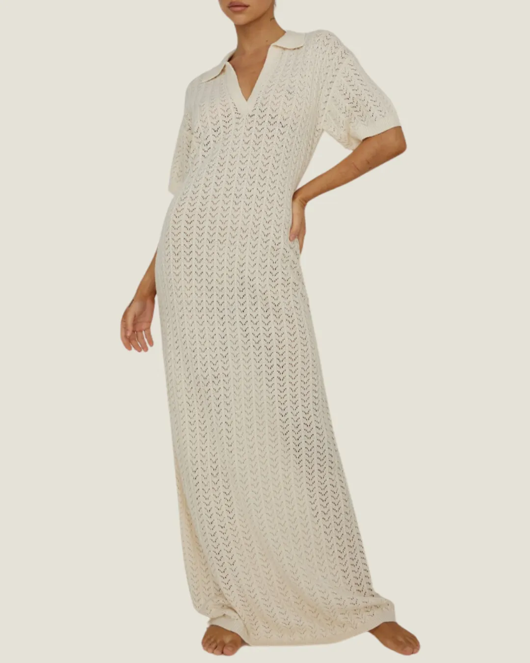 The Lumi: Ivory Mesh Cover Up Maxi Dress