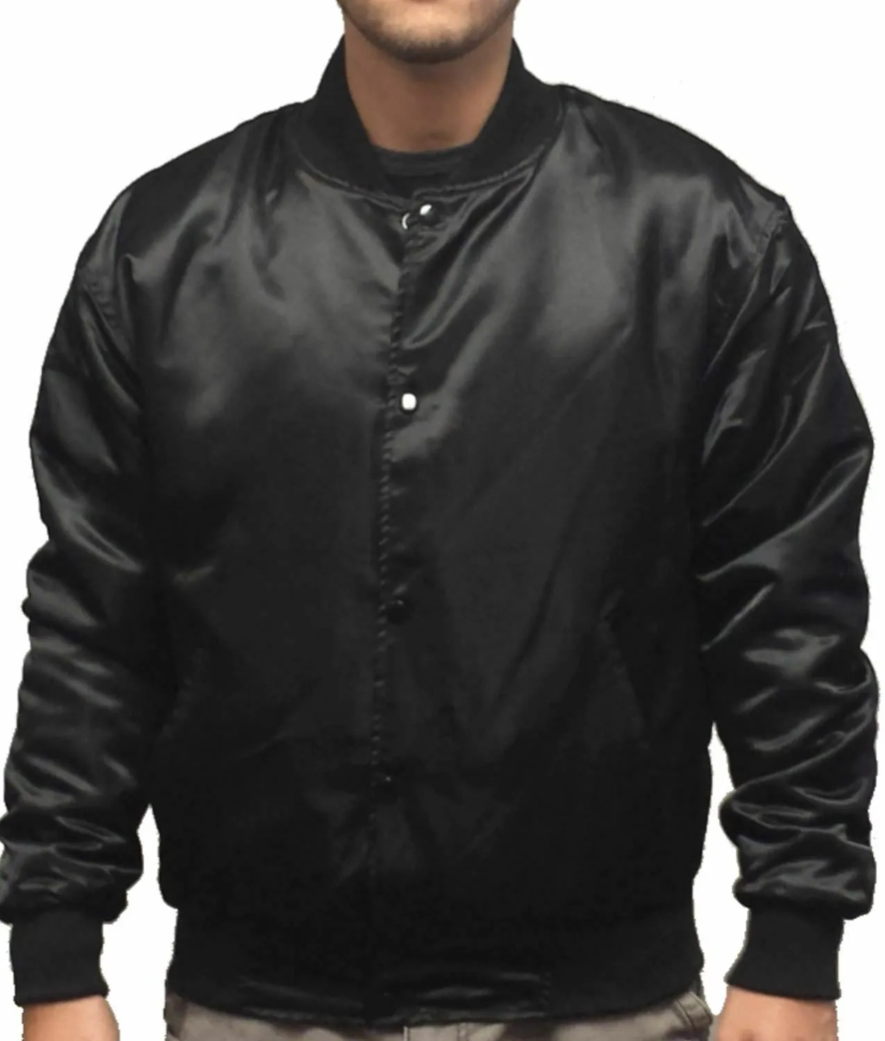 The Year of Tiger Rocky Balboa Tiger Logo Patch Satin Black Bomber Jacket