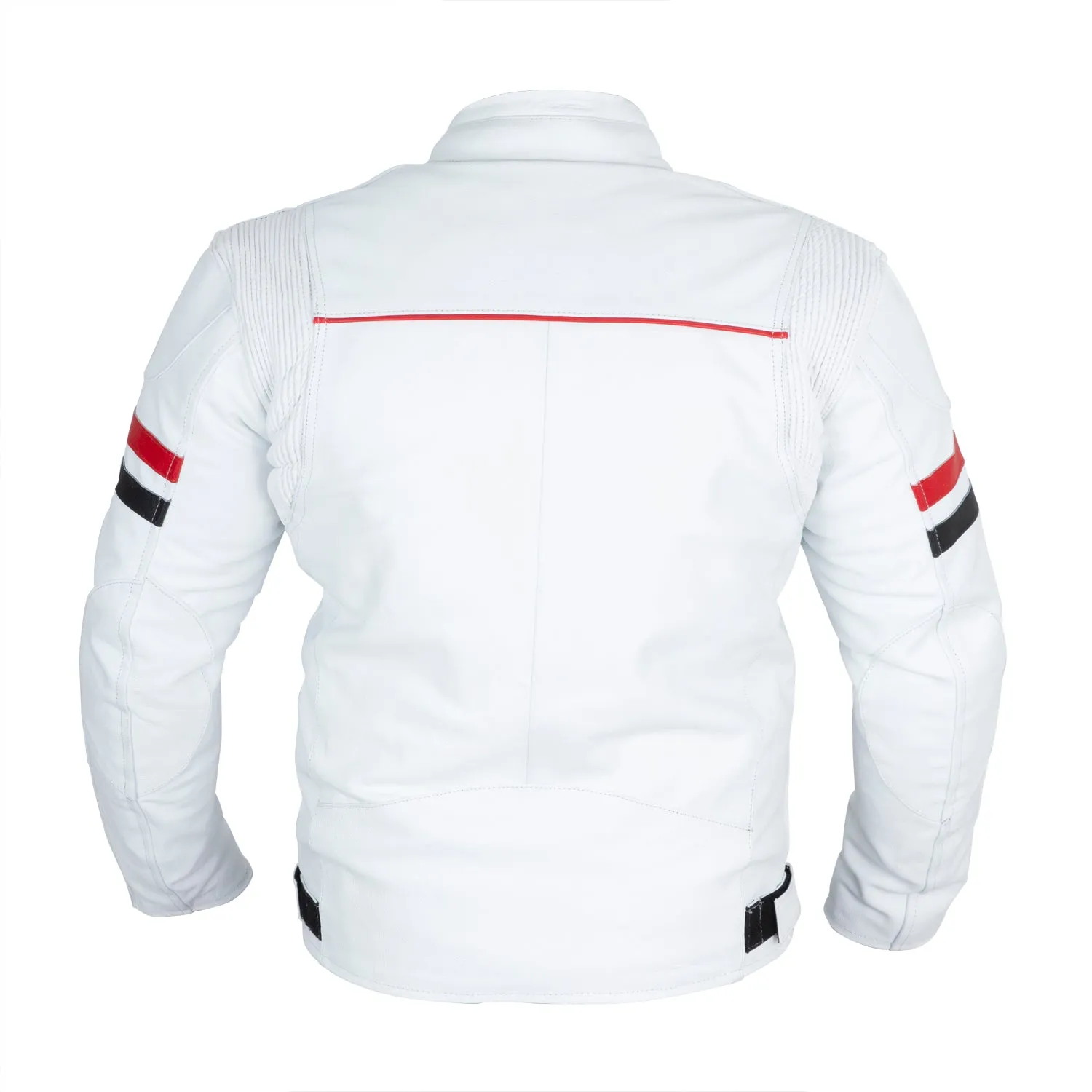 White Genuine Leather Motorcycle Jacket - Real Leather Moto Biker Jacket Mens