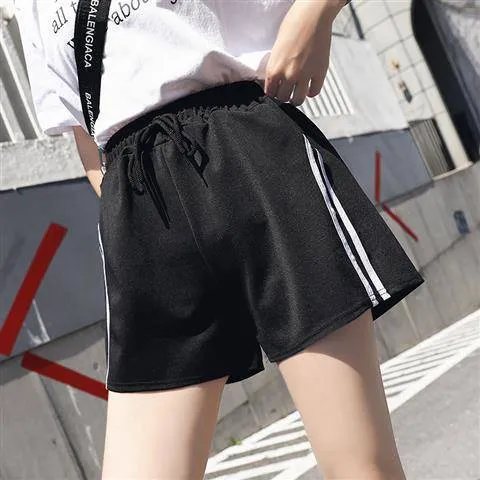 Women Student Casual Korean Elastic Sporty Outdoor Wide Leg Pants Shorts