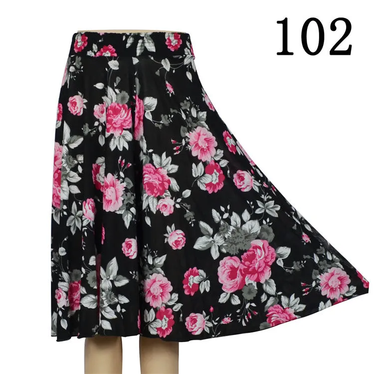 Women Summer Mom Granny Elastic Waist Ice Silk Wide Leg Pants Mid-Length Loose Casual Culottes