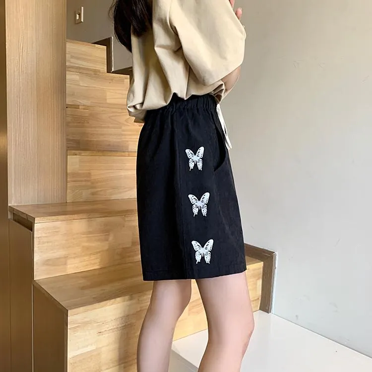 Women's Cute Butterfly Printed Wide-legged Shorts