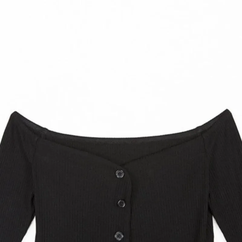 Women's Ribbed Off Shoulder Crop Top