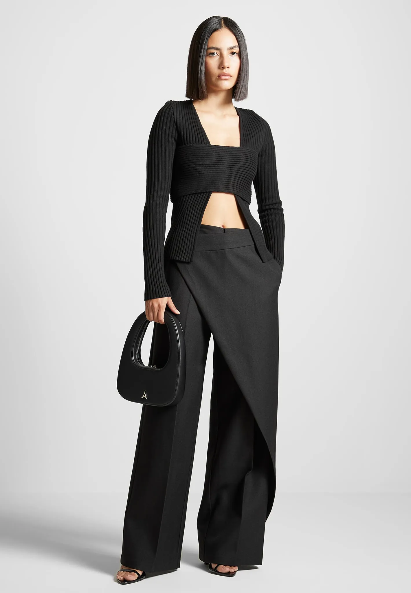 Wrap Tailored Trousers - Black